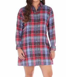 Wrangler Women’s Long Sleeve Patch Pockets Plaid Tunic - Blue/Red