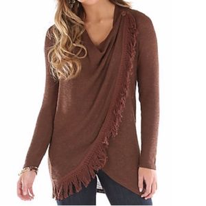 Wrangler Women's Long Sleeve Asymmetrical Sweater - Brown