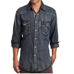 Wrangler Men’s Denim Cowboy Cut Long Sleeve Shirt - Antique Blue