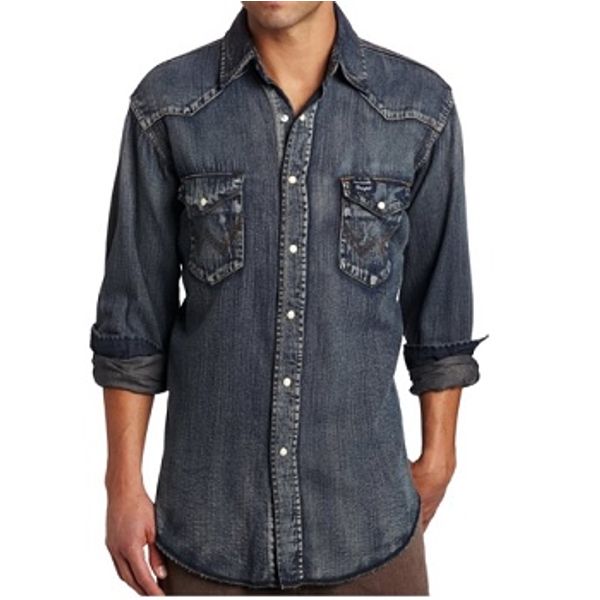 wrangler denim western shirt