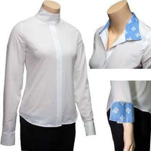 RJ Classics Women's Spruce Show Shirt - White with Blue Floral Trim