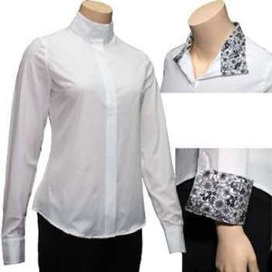 RJ Classics Women's Spruce Show Shirt - White with Black Floral Trim