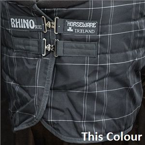 Rhino 150g Stable Hood - Charcoal/White Check with Charcoal