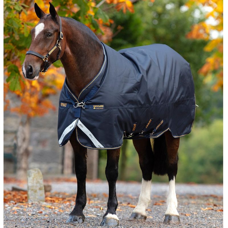 New Amigo Bravo 12 XL 250g Turnout Blanket Navy/Navy/Gold www