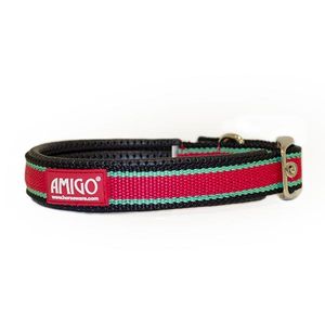 Amigo Nylon Dog Collar - Red/Green/White/Black