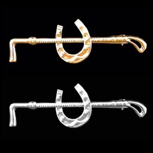 Whip and Horse Shoe Stock Pin - Gold
