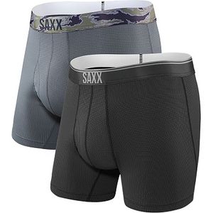 Saxx Men's Quest Boxer Brief 2 Pack - Black/Dark Charcoal