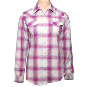 Wrangler Women's  Long Sleeve Plaid Shirt - Pink
