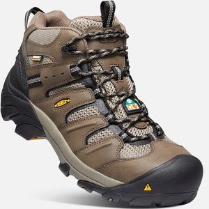 Keen Men's CSA Lansing Mid Waterproof Work Boots (Steel Toe) - Shitake/Brindle