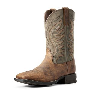 Ariat Men's Amos Western Boot - Sorrel Crunch/Army Green