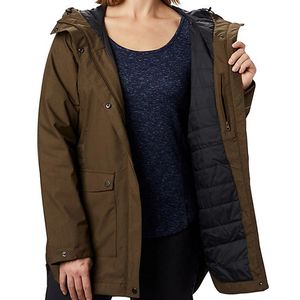 Columbia Women's Here and There Insulated Trench Jacket - Olive Green Lattice Emboss