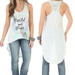 Wrangler® Women’s Western Tank with Hi Lo Hem and Graphic - Natural