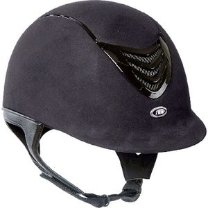 IRH IR4G Riding Helmet - Black Amara Suede with Gloss Vent