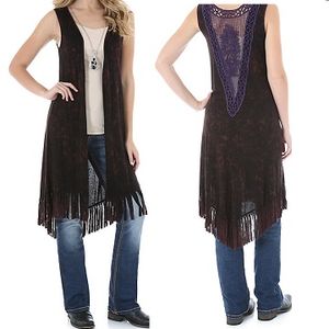 Wrangler Women’s Lace Applique Fringed Vest