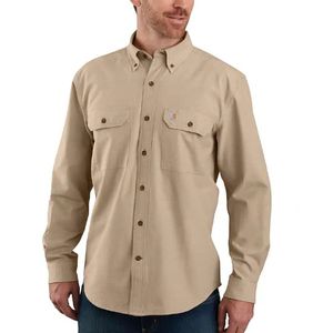 Carhartt Men's Original Fit Midweight Long Sleeve Button Front Shirt - Dark Tan