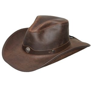 Head'N Home Western Leather Hat - Brown