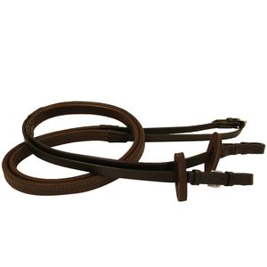 Rambo Micklem Rubber Competition Reins - Brown