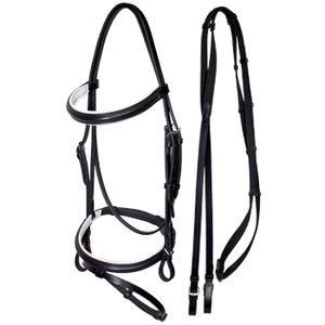 HDR Advantage Padded Dressage Snaffle Bridle - Black/White