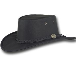 Barmah Sundowner Leather Outback Hat - Black