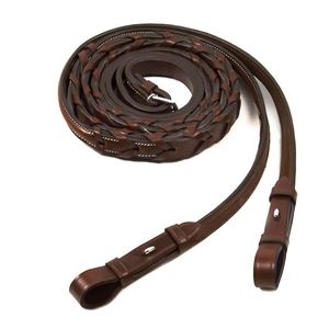 Schockemohle Sports Fancy Stitched Hunter Reins - Royal Oak