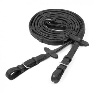 Schockemohle Sports Durasoft Grip Reins with Buckle - Black/Silver