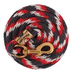 Weaver-Poly-Lead-Rope-with-Solid-Brass-Snap---Graphite-Red-White-28829