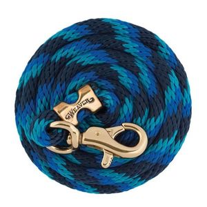 Weaver Poly Lead Rope with Brass Plated Bull Trigger Snap - Navy/Blue/Turquoise