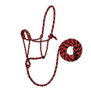 Weaver Braided Rope Halter with 6' Lead - Red/Black