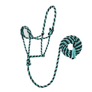 Weaver Braided Rope Halter with 6' Lead - Mint/Black