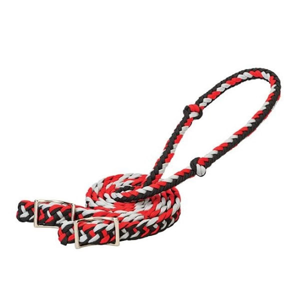 Weaver-Braided-Nylon-Barrel-Reins---Black-Red-Grey-242432