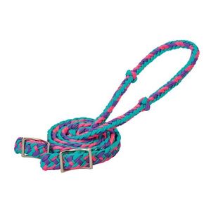 Weaver Braided Nylon Barrel Reins - Turquoise/Purple/Diva Pink