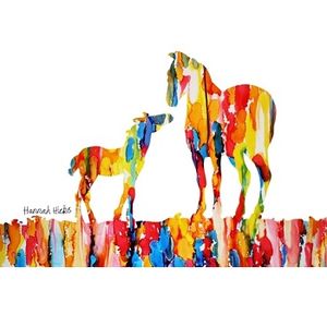 Hannah Hicks Art Card - Foal & Mare on Ground