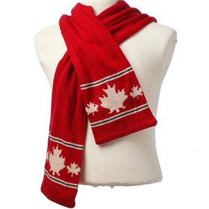 Crown Cap Canadiana Lambswool Scarf- Red