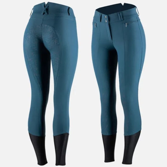 Horze Women's Angelina Silicone Grip Full Seat Breeches - Reflecting Pond