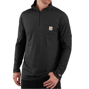 Carhartt Men's Relaxed Fit Long Sleeve 1/4 Zip T-Shirt - Black