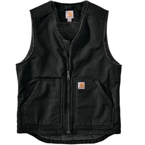 Carhartt Men's Relaxed Fit Washed Sherpa Lined Vest - Black