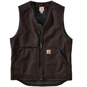 Carhartt Men's Relaxed Fit Washed Sherpa Lined Vest - Dark Brown