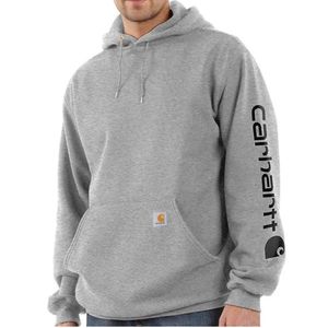 Carhartt Men's Midweight Cotton Long Sleeve Hoodie - Grey Heather/Black