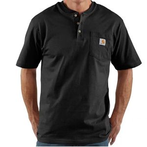 Carhartt Men's Loose Fit Short Sleeve Pocket Henley T-Shirt - Black