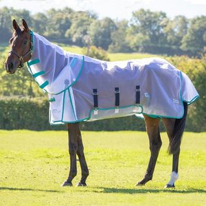 Shires Fine Mesh Fly Sheet - White/Teal