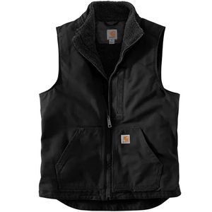 Carhartt Men's Washed Duck Sherpa Lined Mock Neck Vest - Black