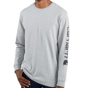Carhartt Men's Loose Fit Heavyweight Long-Sleeve Logo Graphic T-Shirt - Heather Grey