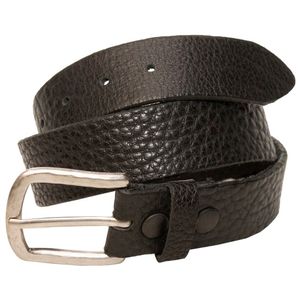 Keldon Bison Leather Belt with Hammered Buckle - Brown
