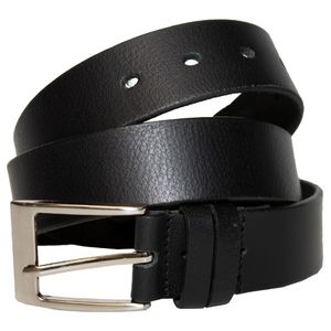 Keldon Plain Leather Double Loops Dress Belt - Black