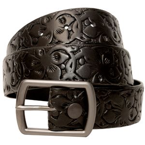 Keldon Embossed Floral Belt - Black