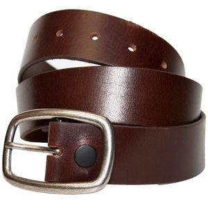 Keldon Contoured Leather Belt with Rectangular Buckle - Brown