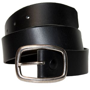 Keldon Contoured Leather Belt with Rectangular Buckle - Black