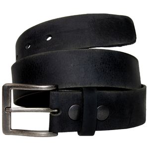 Keldon Distressed  Leather Wide Loop Belt with Oblong Buckle - Black