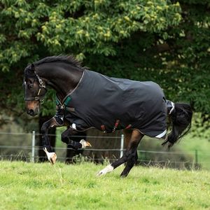 New Rambo Original 200g Turnout Blanket with Leg Arches - Black/Green/Red