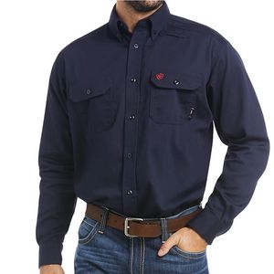 Ariat Men's Flame Resistant Solid Work Shirt  - Navy